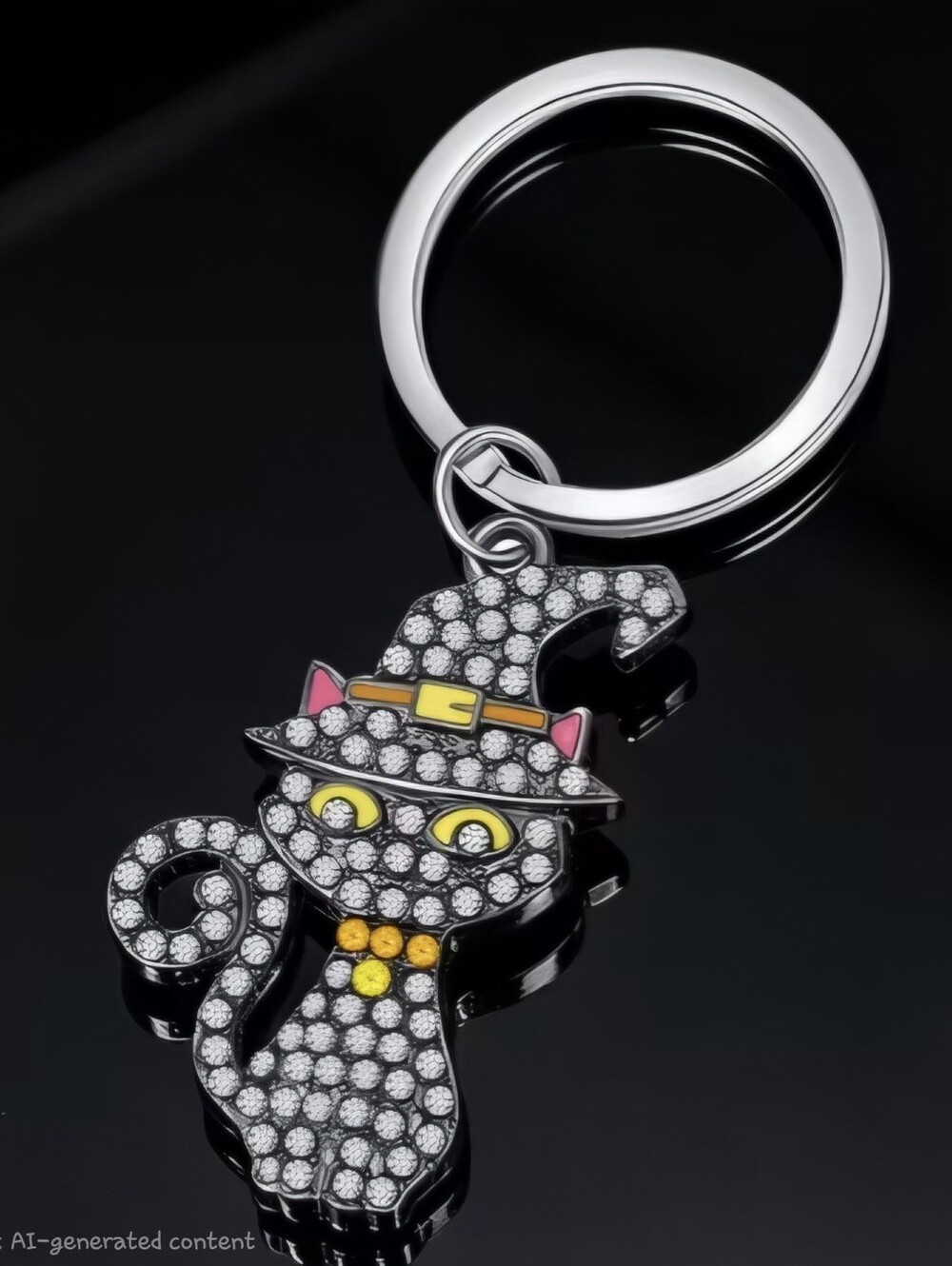 Black Cat In A Hat Halloween Bag Charm/ Keychain NEW
